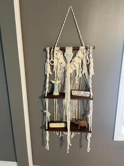 New Boho macrame wall hanging shelf, View more