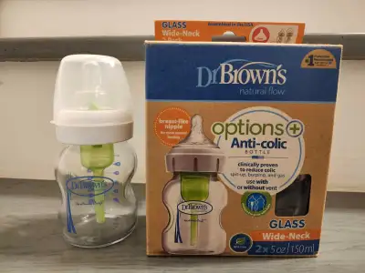 Brand New Dr. Brown’s Wide-Neck Glass Baby Bottles - 3 x 5oz, View more