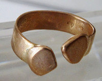 10K GOLD toe ring Stylized DOUBLE HEARTS wide band VINTAGE