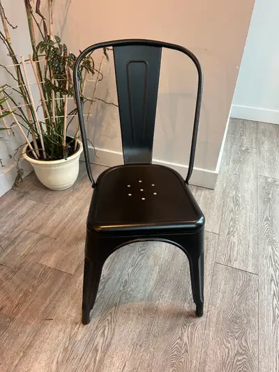 11 black metal chairs, View more