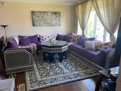 Salon marocain moderne complet avec table, View more