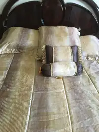 King bed Duvet cover set (gold, beige and brown like new )