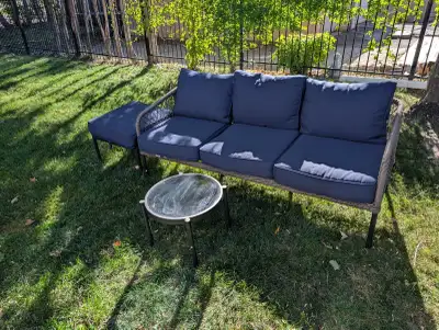 4-Piece Patio Conversation Set with Blue Cushions, View more