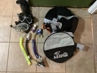 Snorkels and masks with mesh carrying case