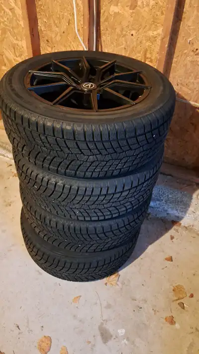 Set of 4 winter tires on rims (225/55 R18) with built-in tire pressure sensors. Rim/bolt pattern is...