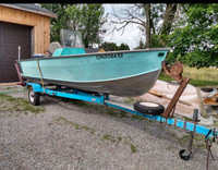 16 ft aluminum boat motor and trailer