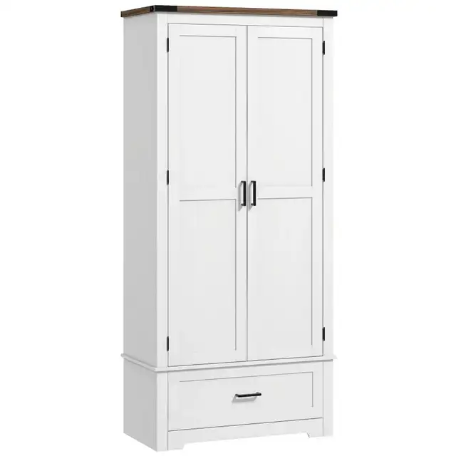 69" Tall Farmhouse Kitchen Pantry Cabinet with 2 Doors, Drawer a in Bookcases & Shelving Units in Markham / York Region - Image 3