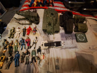 Gi-joe action figures ,1982 and few vehicles motorized tank.