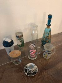 Lot verres/gourdes/vases 