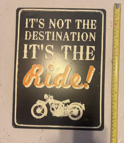 Add some character to your garage, man cave, or living room with this "It's not the destination, it'...