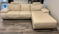 Beautiful genuine leather sectional cream couch - Free delivery!