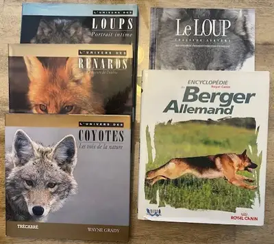 Lot de 5 beaux livres sur les loups, renards, coyotes et berger, View more