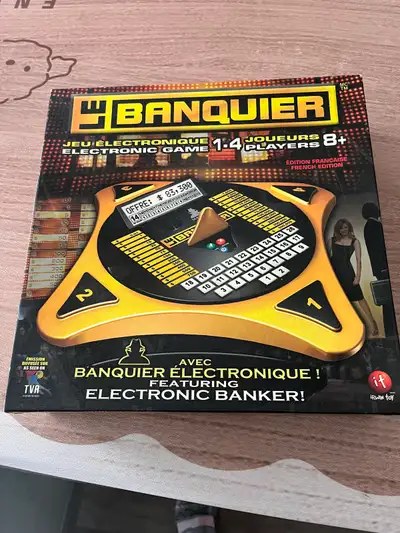 Jeu électronique le Banquier neuf, fonctionne avec 4 piles AA. Maison non fumeur St Hubert