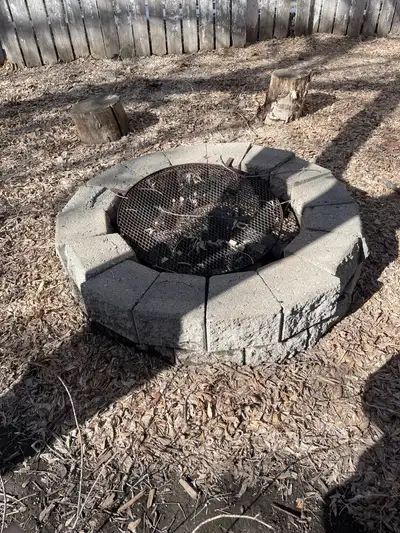 Firepit with metal grate, View more