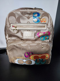 Coach  Gold Backpack with colorful accents