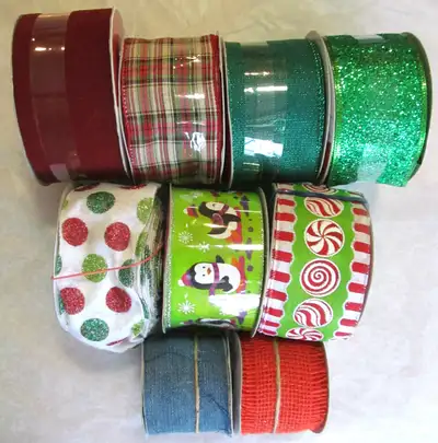 Christmas ribbon, 2.5 inches wide, Assorted styles, View more