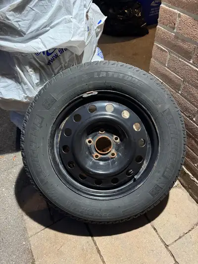 Used for 2 seasons. 70% tread life. Steelies are 5x112. Good condition.