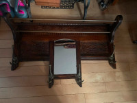 Lovely carved oak hat rack with mirror