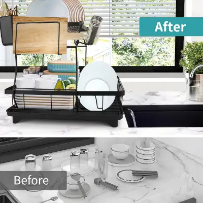 Big Dish Drying Rack 2 Tier Over Sink Dishrack Strainer Large, View more
