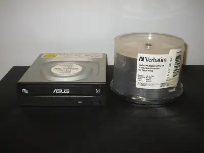 GRAVEUR DVD ASUS (Neuf) ET DVD+R VERBATIM IMPRIMABLE, View more