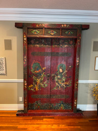 Antique Tibetan painted Doors & Frame