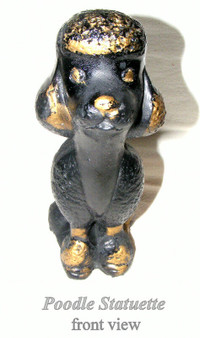 Vintage sitting black poodle statuette, resin, 8”