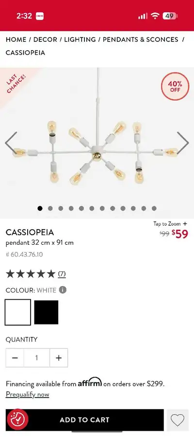 Structube Cassiopeia Pendant Light, View more