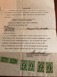 Vieille paperasse américaine acte de garantie datée 7 oct 1937