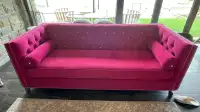 Set of TWO Custom Made Bright Pink Sofa Couches 