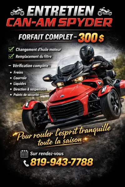 La saison de Spyder arrive! C’est le temps de préparer votre machine pour la route. Faites votre ent...