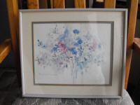 BEAUTIFUL FRAMED FLORAL WATERCOLOR PICTURE