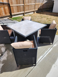 Patio Set with 4 Chairs and Custom Stone Top