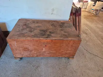 Vintage Handmade solid wood Storage Chest/Coffee Table on Wheels, View more