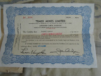Temex Mines - Vintage Share Certificates and Related Documents