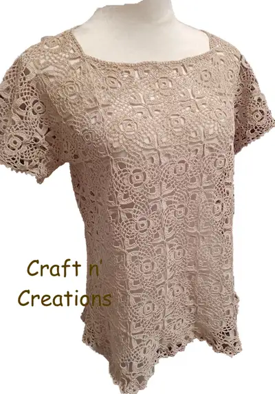 Handmade Crochet top in Ecru, View more