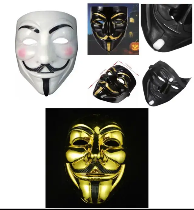 V Anonymous White Mask/ Black/Gold62863283252865125