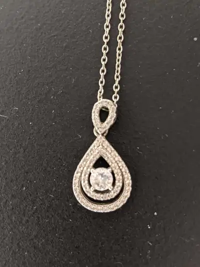 925 Double Halo Pear Moissanite Necklace, View more