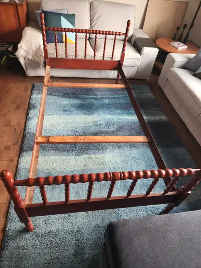 Twin (Single) Bed Frame - Solid Wood and Metal, View more