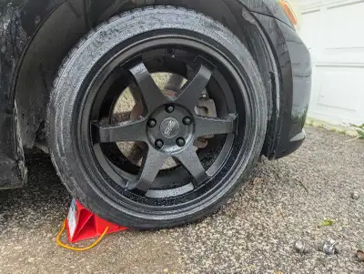 Set of 4 rims, used and a little banged up but still amazing. Snow tires on them are no good and sho...