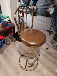 Vintage bar stool gold and brown 