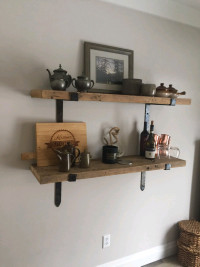 Antique style wrought iron brackets for wall shelves