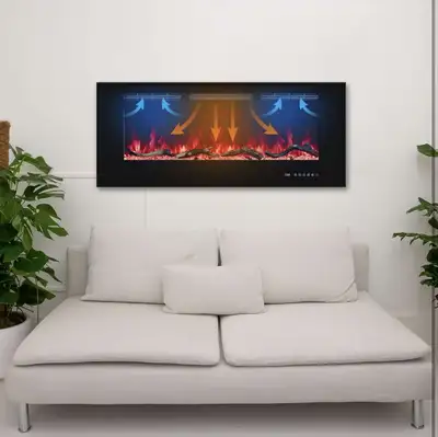36" Electric Fireplaces Inserts Recessed & Wall-Mounted Thermost, View more