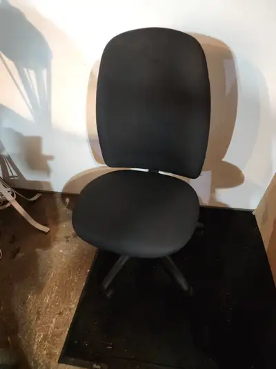 Black cloth office chair no arm rests tall back rolling, View more
