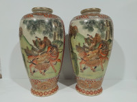 Vintage Pair of Chinese handpainted vases, Satsuma