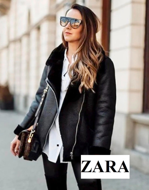 Zara sherpa sherling coat manteau cuir leather jacket aritzia dans Femmes - Hauts et vêtements d'extérieur  à Ville de Montréal - Image 2