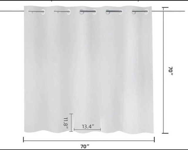 White Split Shower Curtain for Bath,Polyester Fabric Bathroom Cu in Bathwares in Kitchener / Waterloo - Image 3