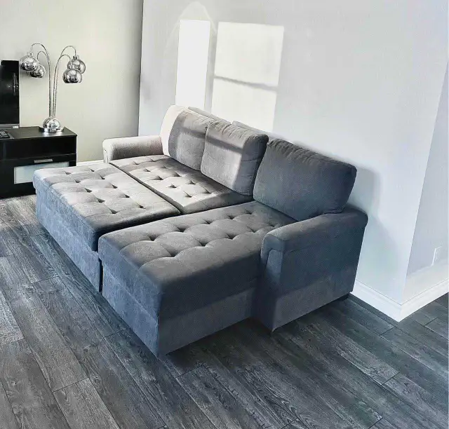 Brand New Grey Tufted Sofa Bed ️ in Couches & Futons in Kingston - Image 2