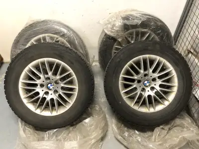 BMW 16” rims and Bridgestone winter tires with 5x120 pattern, fits e36,e46,e39,e60,e90