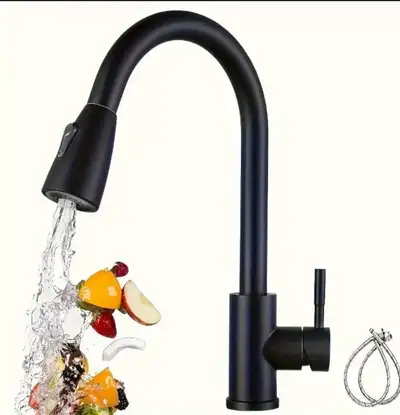 Brand new in box!! Black stainless kitchen faucet with pull down sprayer. Faucet swivels 360 degrees...