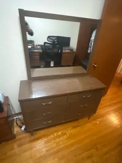Free delivery used antique Wooden Dresser with Mirror, View more